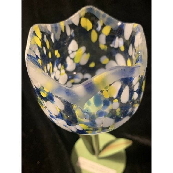 Cottage Chic Shabby Style Metal Glass Tulip Flower Tea Light Candle Holder - Picture 4 of 10